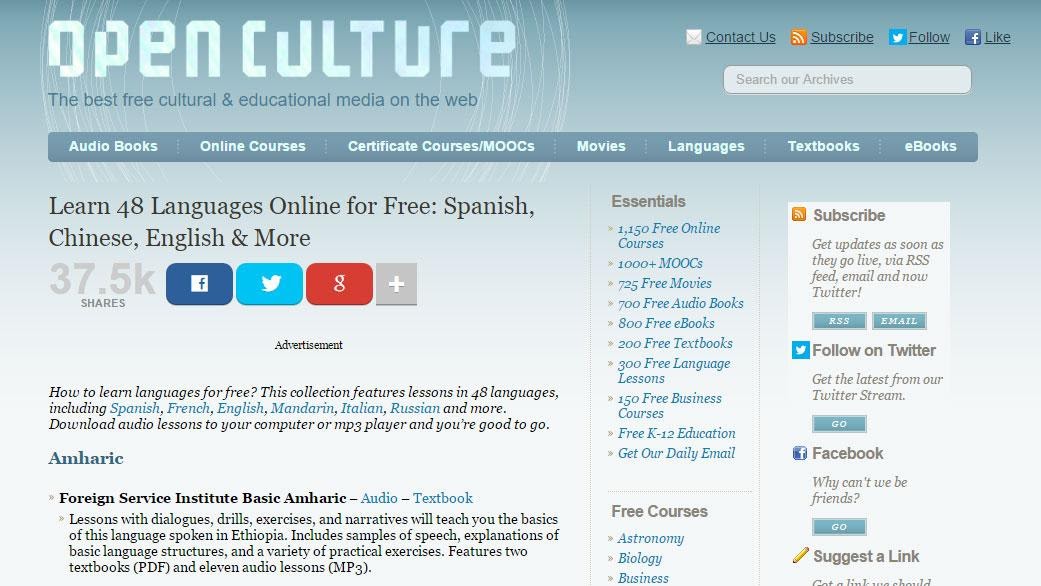 Khóa học Online miễn phí trên Open Culture Khóa học Online miễn phí trên Open Culture