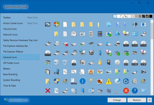 CustomizerGod thay đổi các icon trên Windows 10