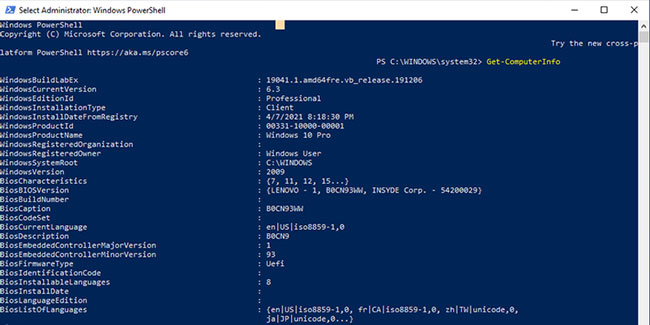 Kiểm tra thông số phần cứng máy tính bằng PowerShell